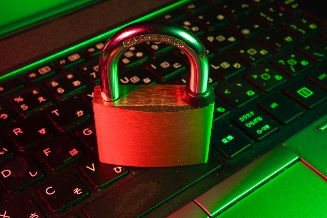Padlock on a backlit keyboard