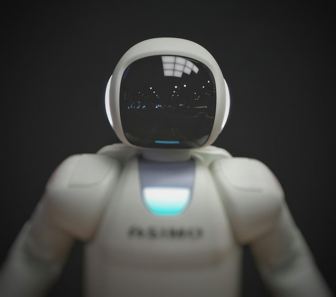 Humanoid robot facing the camera