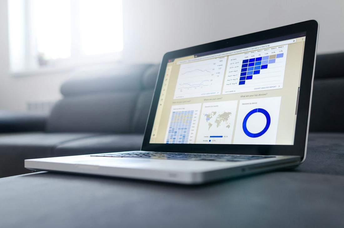 Financial analytics dashboard on a laptop